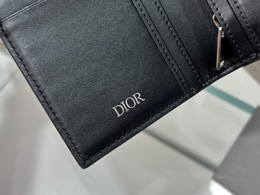 CD vertical grabado en relieve Christian Dior Mens Wallet Diamond Zippered