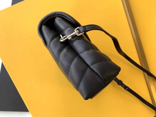 Lona de algodón del bolso de Laurent Ladies Cassandra Chain Shoulder del santo de YVES SAINT LAURENT y piel de becerro de Brown del caramelo