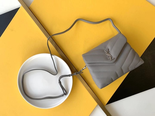 Lona de algodón del bolso de Laurent Ladies Cassandra Chain Shoulder del santo de YVES SAINT LAURENT y piel de becerro de Brown del caramelo