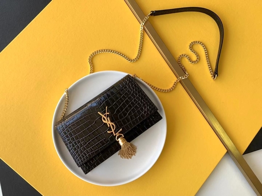 Cadena Kate Small Tassel del oro del bolso del negro de YVES SAINT LAURENT de la piel de becerro