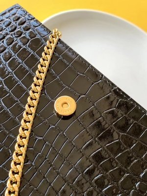 Cadena Kate Small Tassel del oro del bolso del negro de YVES SAINT LAURENT de la piel de becerro