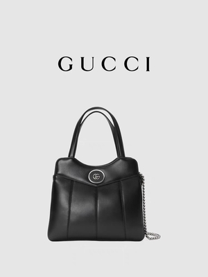 Siluetas de cuero de Palladium Tone Gucci Tote Mini Classic