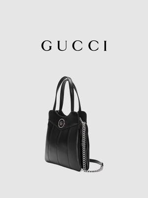 Siluetas de cuero de Palladium Tone Gucci Tote Mini Classic