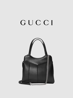 Siluetas de cuero de Palladium Tone Gucci Tote Mini Classic