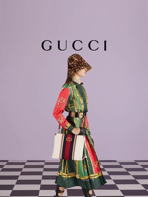 Lona de algodón blanca Mini Blue Striped Tote Bag de Gucci que entrelaza G