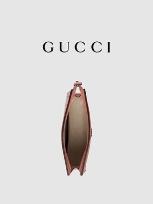 Bolsa del embrague de Mini Pink Canvas Leather Ophidia Gucci con el cierre de cremallera