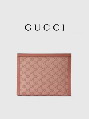 Bolsa del embrague de Mini Pink Canvas Leather Ophidia Gucci con el cierre de cremallera