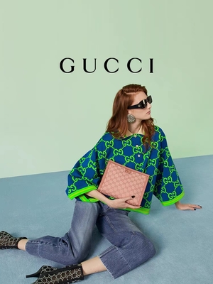 Bolsa del embrague de Mini Pink Canvas Leather Ophidia Gucci con el cierre de cremallera