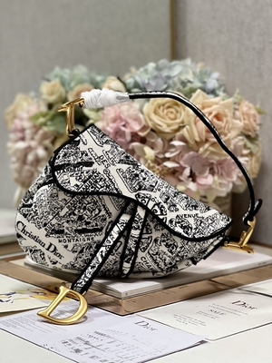 Bordado Dior Saddle Sling Bag Patchwork de las mujeres los 25cm con 3 bolsillos interiores