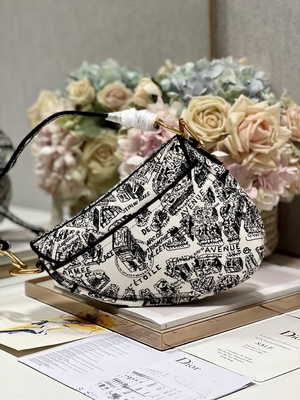 Bordado Dior Saddle Sling Bag Patchwork de las mujeres los 25cm con 3 bolsillos interiores