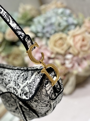 Bordado Dior Saddle Sling Bag Patchwork de las mujeres los 25cm con 3 bolsillos interiores
