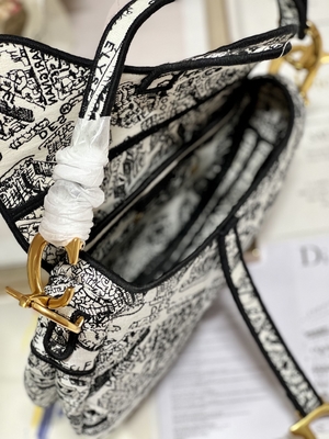Bordado Dior Saddle Sling Bag Patchwork de las mujeres los 25cm con 3 bolsillos interiores