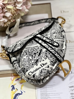 Bordado Dior Saddle Sling Bag Patchwork de las mujeres los 25cm con 3 bolsillos interiores