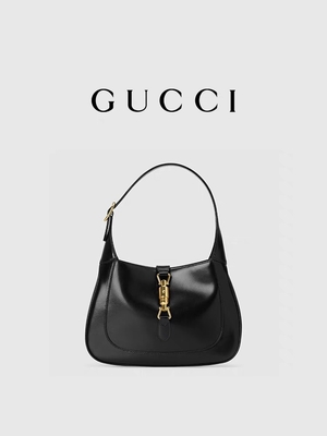 Jackie Bag By Gucci Time de cuero negro 1961 honró los accesorios de oro clásicos