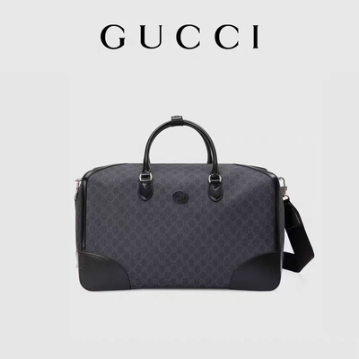 Doble que entrelaza G del viaje de la lona suprema negra del GG Tote Bag Gucci Mens Messenger
