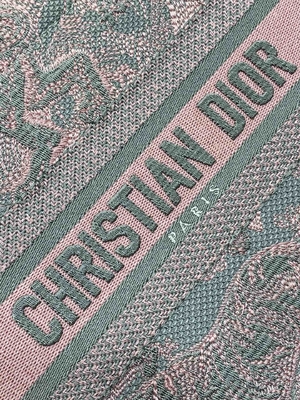 Pequeño Christian Dior Booktote Pink And Gray Toile De Jouy Sauvage Embroidery