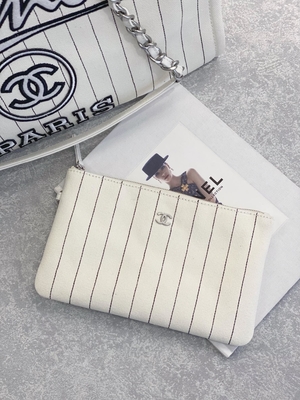 raya negra de los 30cm 23P Chanel Deauville Tote Bag White Ecru