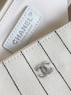raya negra de los 30cm 23P Chanel Deauville Tote Bag White Ecru