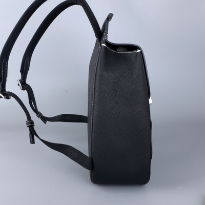 Becerro de cuero de Christian Dior Gallop Backpack Black Grained del esencial de los hombres