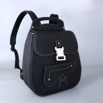 Becerro de cuero de Christian Dior Gallop Backpack Black Grained del esencial de los hombres