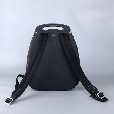 Becerro de cuero de Christian Dior Gallop Backpack Black Grained del esencial de los hombres