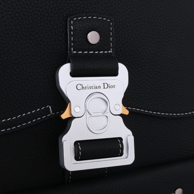 Becerro de cuero de Christian Dior Gallop Backpack Black Grained del esencial de los hombres