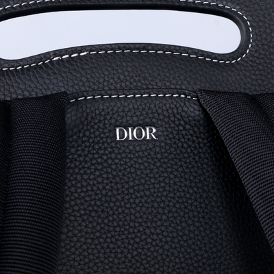 Becerro de cuero de Christian Dior Gallop Backpack Black Grained del esencial de los hombres