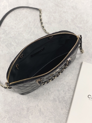 Pequeño Chanel Patent Calfskin Shopping Bag con señora retra Style