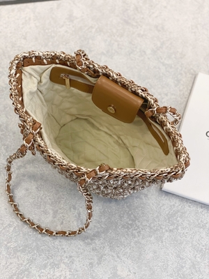 Cusomised calificó la PU de Bag 22P Chanel Straw Raffia Bag del mensajero