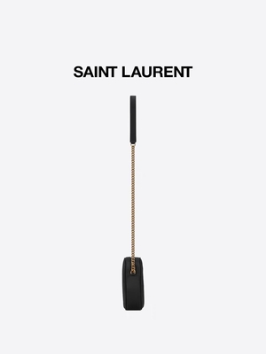 El cuero repujado granuloso calificado el bolso V de la cámara de la ronda de Bag YVES SAINT LAURENT Vinyle del mensajero acolchó