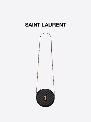 El cuero repujado granuloso calificado el bolso V de la cámara de la ronda de Bag YVES SAINT LAURENT Vinyle del mensajero acolchó