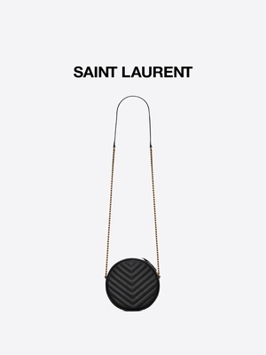 El cuero repujado granuloso calificado el bolso V de la cámara de la ronda de Bag YVES SAINT LAURENT Vinyle del mensajero acolchó