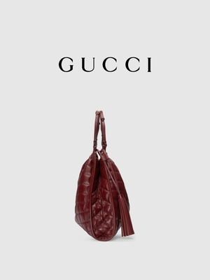6Inch el bajo de cuero carmesí Preloved calificó el bolso Diana Gucci Handbag