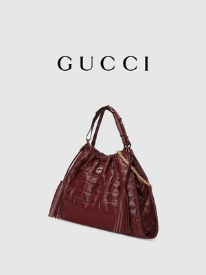 6Inch el bajo de cuero carmesí Preloved calificó el bolso Diana Gucci Handbag