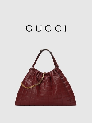 6Inch el bajo de cuero carmesí Preloved calificó el bolso Diana Gucci Handbag